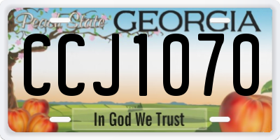GA license plate CCJ1070