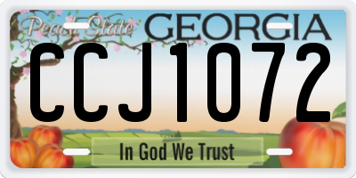 GA license plate CCJ1072