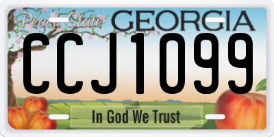GA license plate CCJ1099