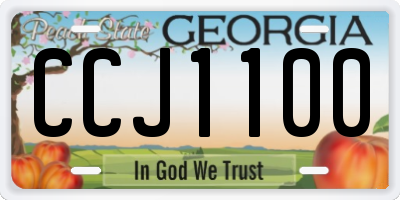 GA license plate CCJ1100