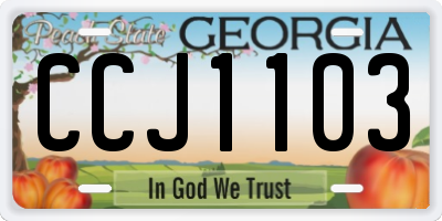 GA license plate CCJ1103