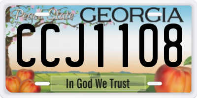 GA license plate CCJ1108