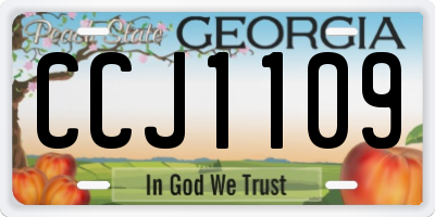 GA license plate CCJ1109