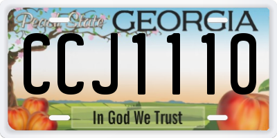 GA license plate CCJ1110