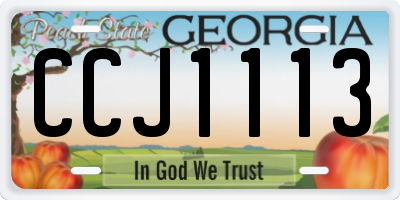 GA license plate CCJ1113