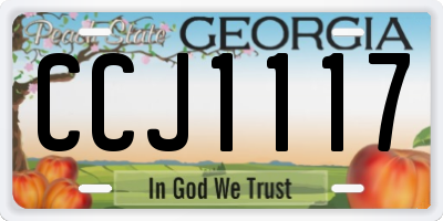 GA license plate CCJ1117