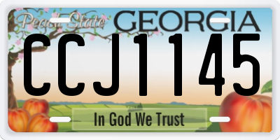 GA license plate CCJ1145