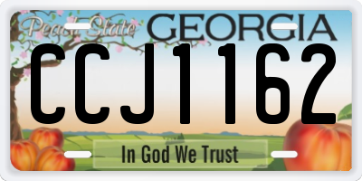 GA license plate CCJ1162