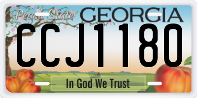 GA license plate CCJ1180