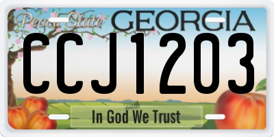 GA license plate CCJ1203