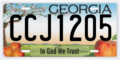 GA license plate CCJ1205
