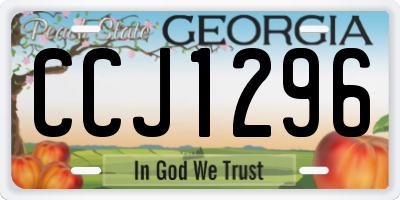 GA license plate CCJ1296