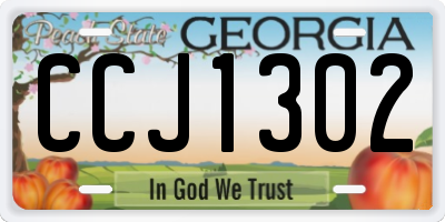 GA license plate CCJ1302