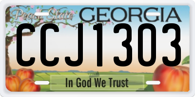 GA license plate CCJ1303