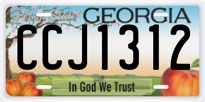 GA license plate CCJ1312