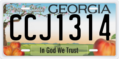 GA license plate CCJ1314