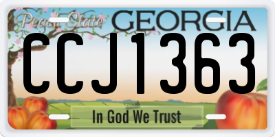 GA license plate CCJ1363