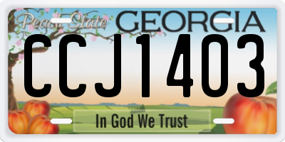 GA license plate CCJ1403