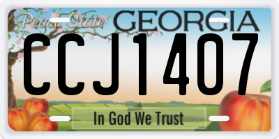 GA license plate CCJ1407