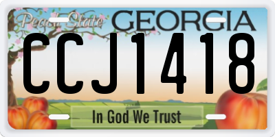 GA license plate CCJ1418