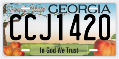 GA license plate CCJ1420