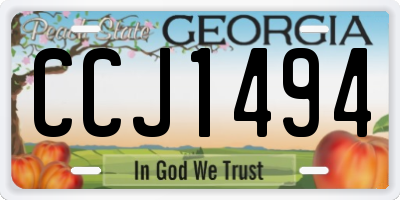GA license plate CCJ1494