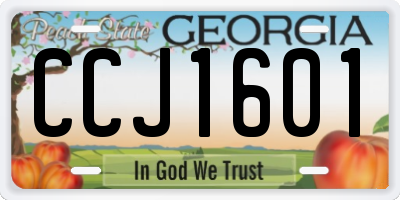 GA license plate CCJ1601