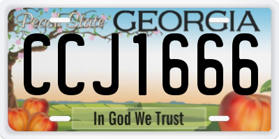 GA license plate CCJ1666
