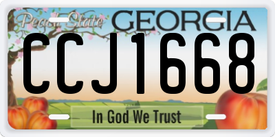 GA license plate CCJ1668