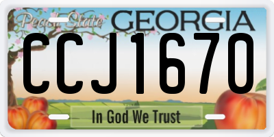GA license plate CCJ1670