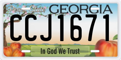 GA license plate CCJ1671