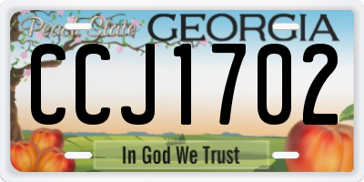 GA license plate CCJ1702