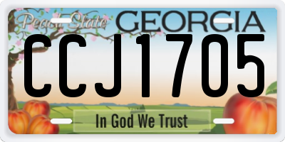 GA license plate CCJ1705