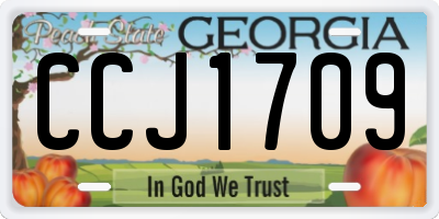 GA license plate CCJ1709
