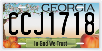 GA license plate CCJ1718
