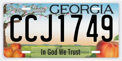GA license plate CCJ1749
