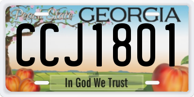 GA license plate CCJ1801