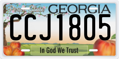 GA license plate CCJ1805