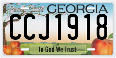 GA license plate CCJ1918