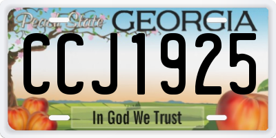 GA license plate CCJ1925