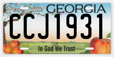 GA license plate CCJ1931
