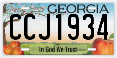 GA license plate CCJ1934