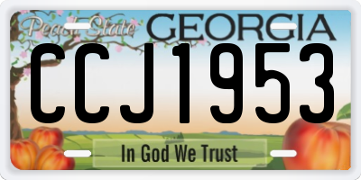 GA license plate CCJ1953