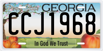 GA license plate CCJ1968