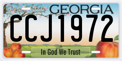 GA license plate CCJ1972