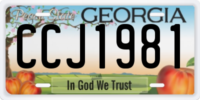 GA license plate CCJ1981
