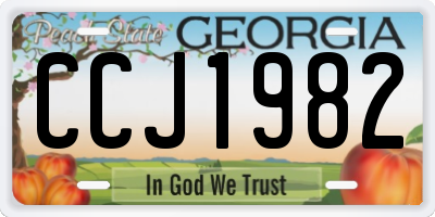 GA license plate CCJ1982