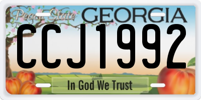 GA license plate CCJ1992