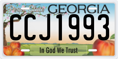 GA license plate CCJ1993