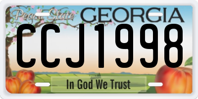 GA license plate CCJ1998